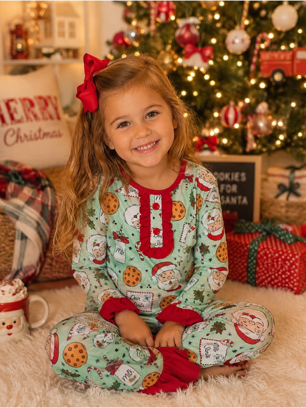 Rylee Faith Girls Size 6 Milk & Cookies Santa Christmas Pajamas NWT Boutique